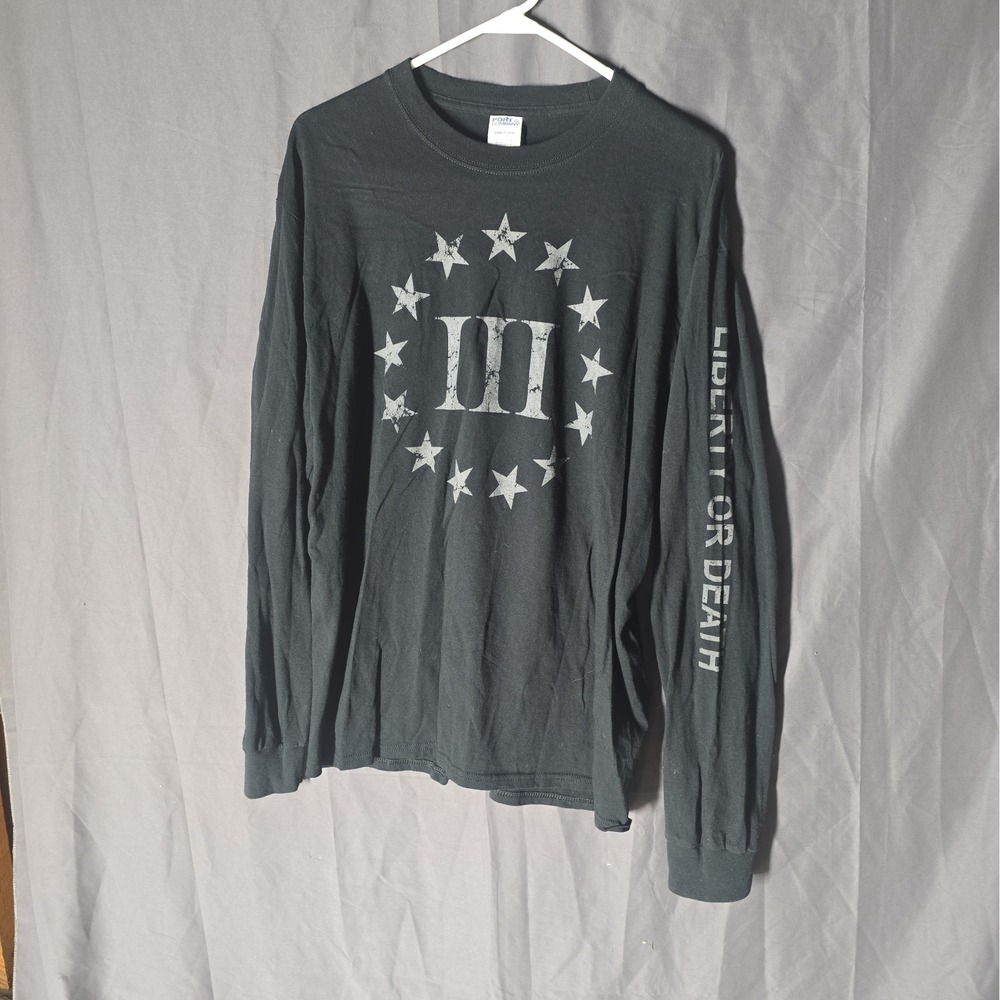 3 percent 111% Mens Black Liberty Shirt Size L